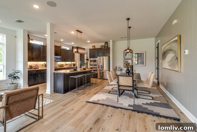 Spacious and airy open-concept living areas with stylish features at Edgewater