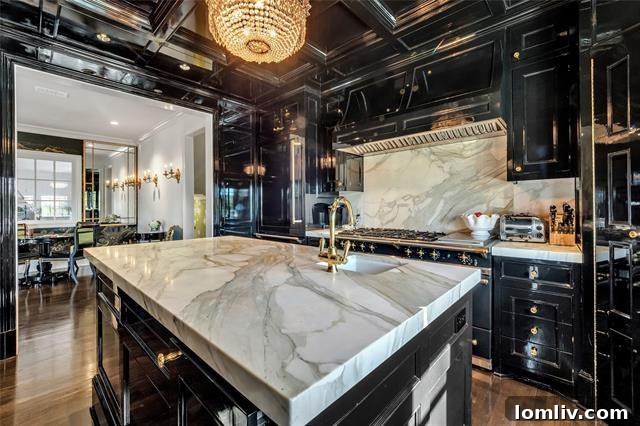 Kitchen Island with Calcutta Borghini Marble
