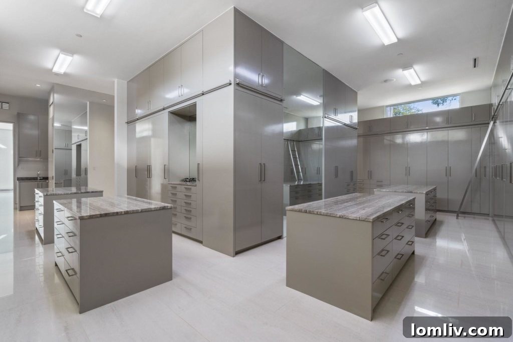 Expansive master closet resembling a high-end boutique
