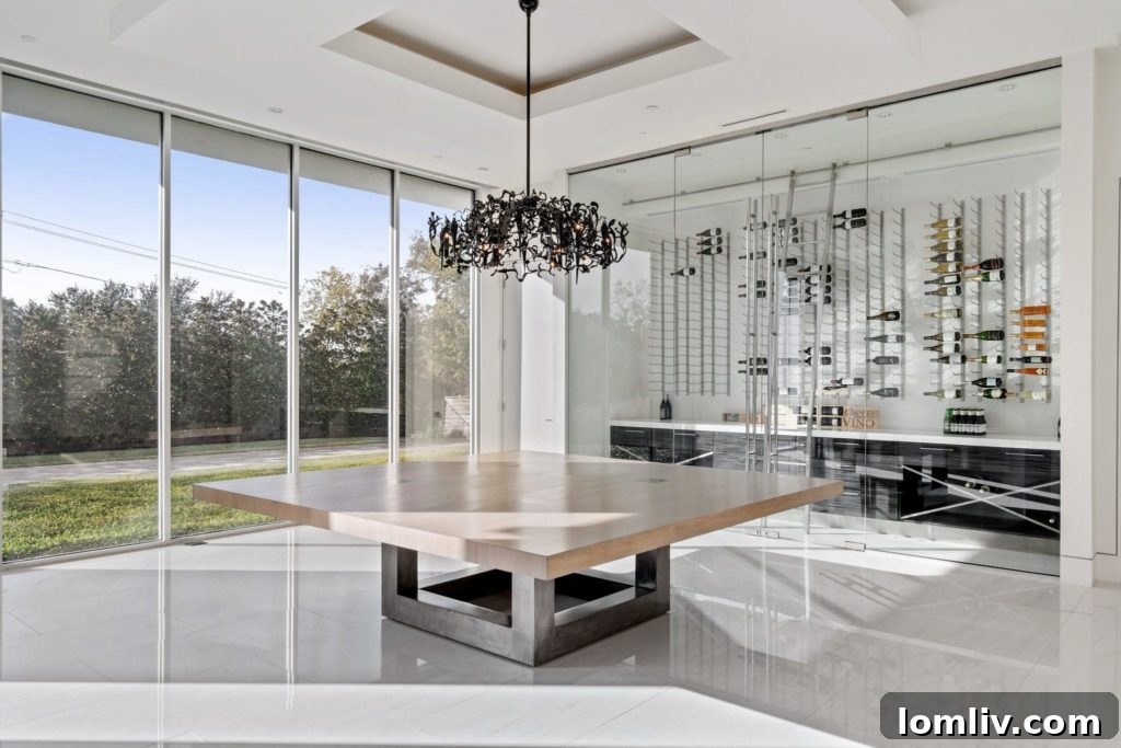 Contemporary hallway with art installations