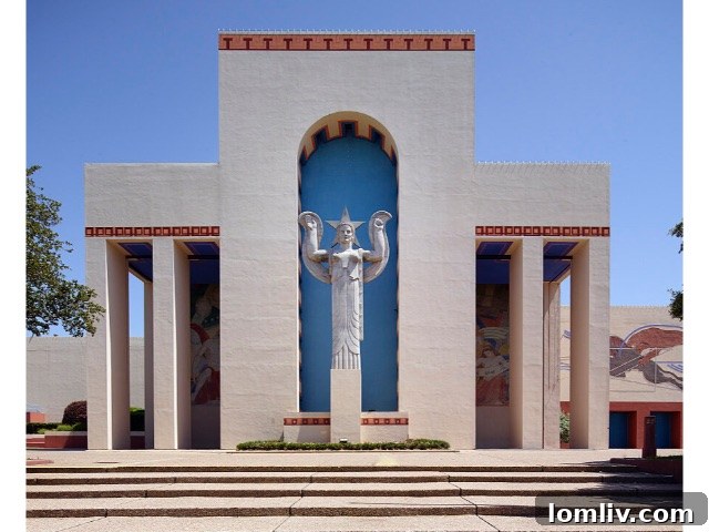 Historic Centennial Hall, a 94,000-square-foot exhibition facility at Fair Park, Dallas, Texas