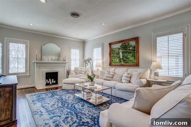 Discover Your New Year's Home: East Dallas Open House Debut 11 Elegant living space with plantation shutters and traditional moldings