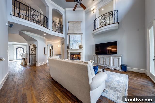 Luxurious living area with a fireplace and exquisite detailing, showcasing the home's elevated design.