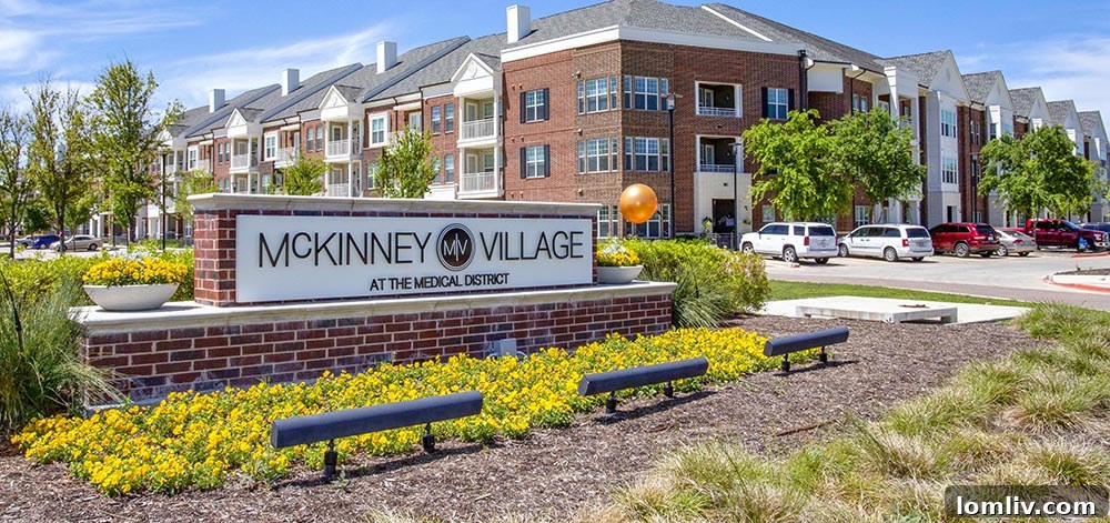 A modern apartment community in McKinney, highlighting suburban development.