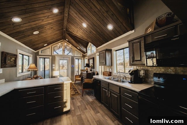 Cowtown Cottages: Tiny Homes, Massive Solutions 7 Full-sized kitchens in Cowtown Cottages with deep sinks, 4-burner ranges, and convection microwave ovens.