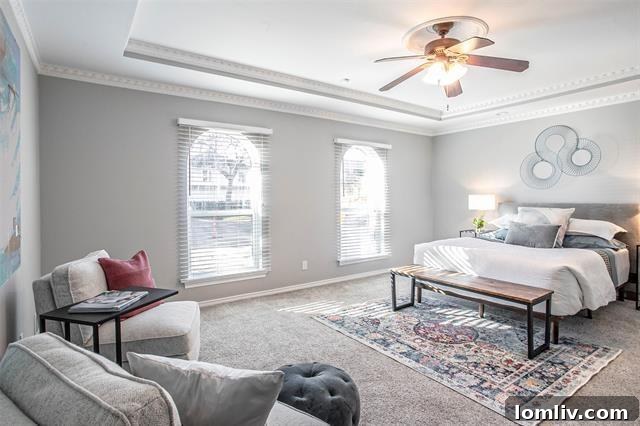 Spacious master bedroom with ample natural light