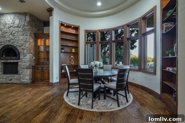 Modern home office or study area with built-in shelving and ample natural light.