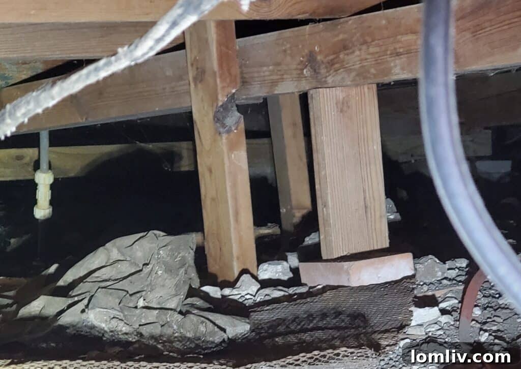 Expert home inspection of a pier and beam foundation crawl space