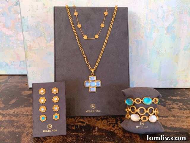 Exquisite Julie Vos jewelry with 24k gold-plate and semi-precious stones