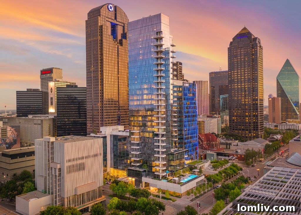 HALL Arts Residences Exterior - Iconic Dallas Skyline View