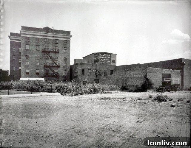 Historical photograph showing the original architecture of the Pittman Hotel