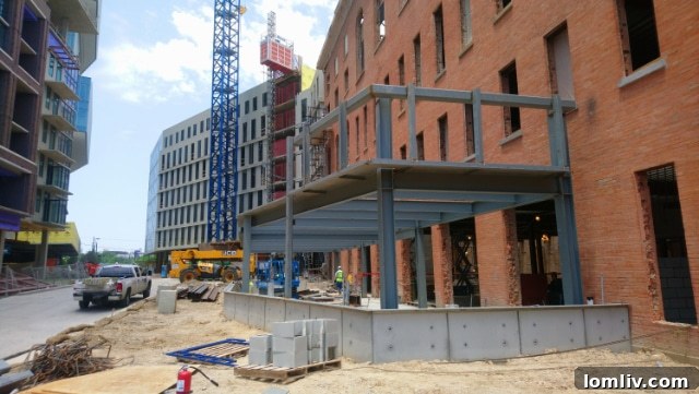 Detailed view of the architectural elements after restoration at the Pittman Hotel