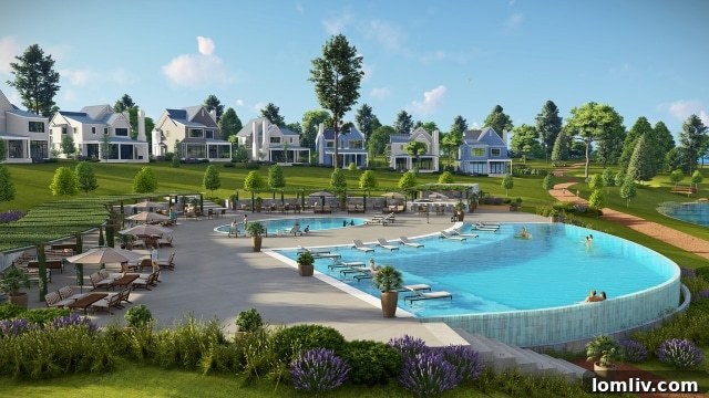 Long Cove's Coveted New Contemporary Lakefront Homes & Cottages: Selling Fast! 2 Pool-with-Contemp-Cottages.4