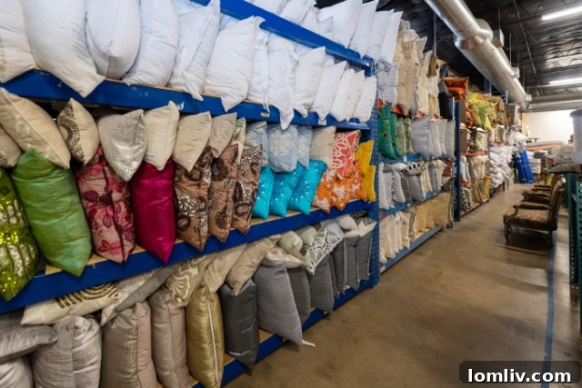 An organized display of luxury pillows, indicating the meticulous attention to detail in staging.