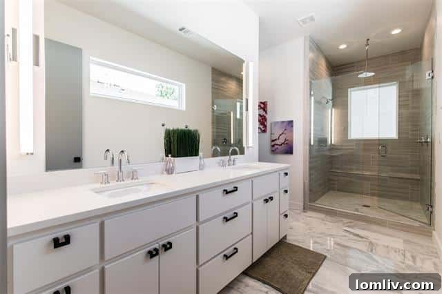 Luxurious Master Bathroom with Rain Shower in Dallas New Construction