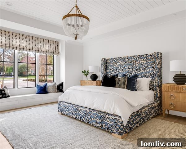 Stylish guest bedroom with ample natural light