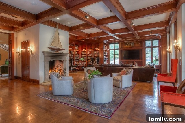 Cozy library room featuring a warm fireplace, ideal for reading and relaxation at 44 Valley Ridge Road.