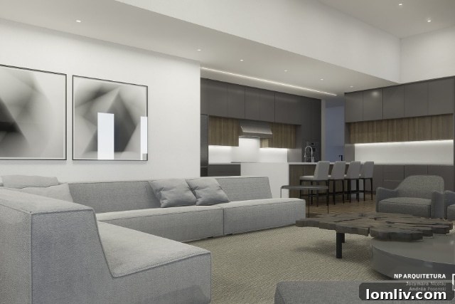 Modern Minimalist Living Room Render