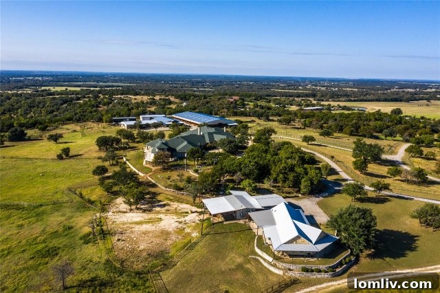 Birds-Eye view of Bluestem Ranch's main house and facilities