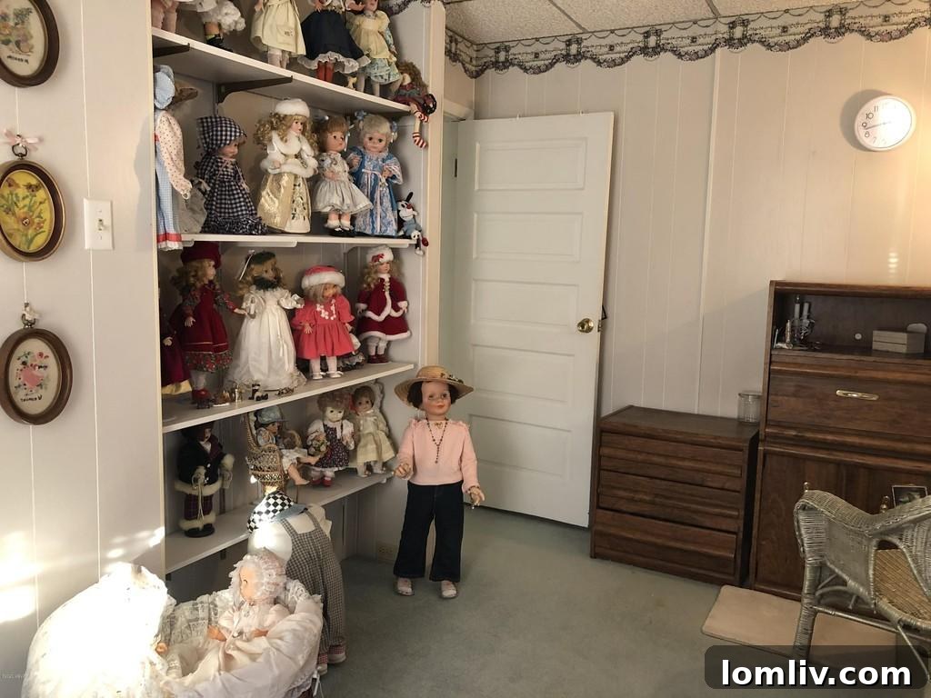 A Large Collection of Dolls Staring from a Room