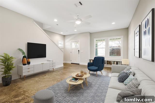 Modern Craftsman Living Room with Abundant Natural Light