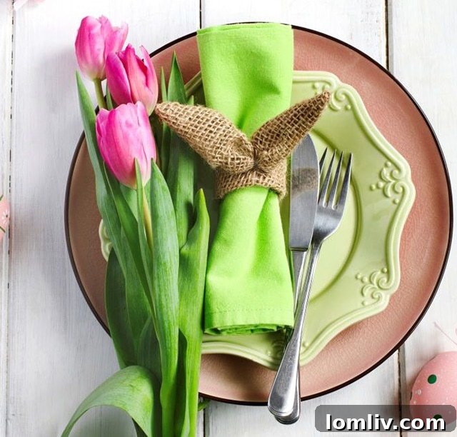 Spring dining table with a carefully selected seasonal pastel palette