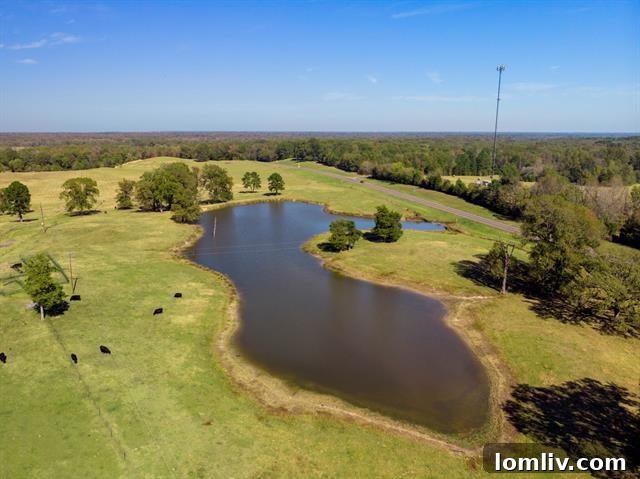 Open fields with ample grazing land under a clear Texas sky