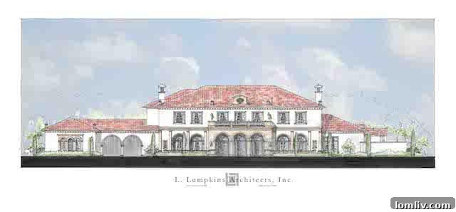 Architectural rendering of the front elevation of a luxury custom home by Bella Custom Homes