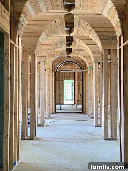 Interior framing of a luxury build-to-suit home by Bella Custom Homes