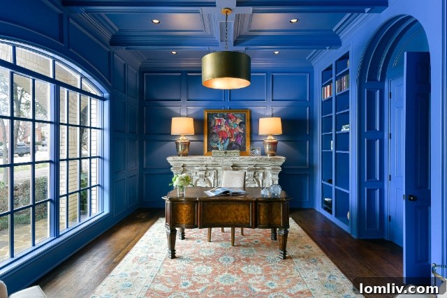 Elegant Paneled Home Office or Study with Built-ins