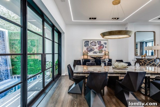 Turtle Creek's Modern Masterpiece 10 Elegant Library with Custom Shelving and Modern Seating