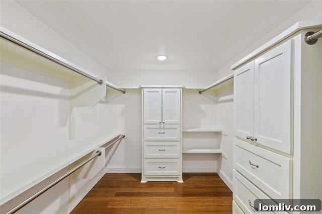 A spacious and well-lit walk-in closet in the master suite, offering ample storage and organization for a luxurious lifestyle.
