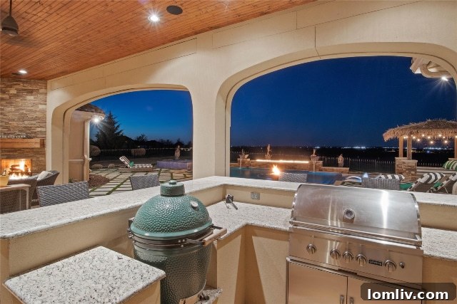Outdoor Kitchen with Grill and Smoker