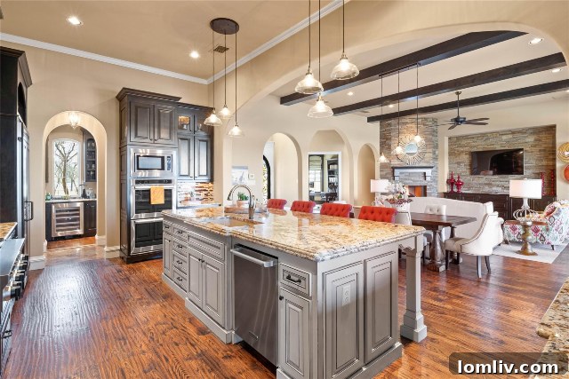 Elegant Interior with Hardwood Floors and Cedar Beams