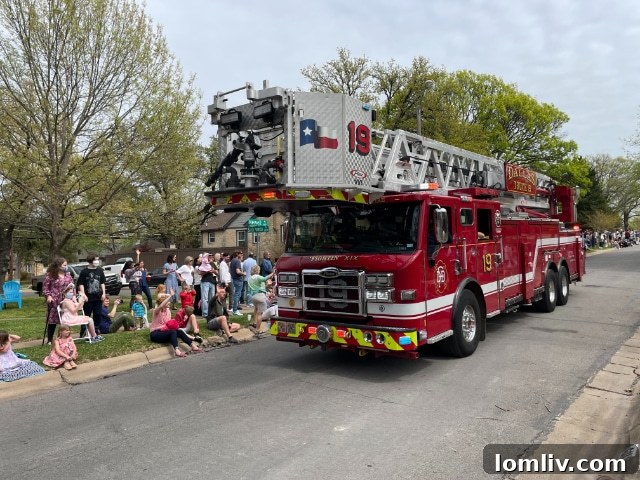 Local fire station leading the Hollywood Heights Easter parade, a cherished neighborhood tradition