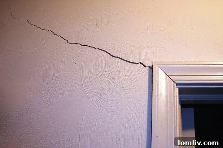 Drywall crack indicating potential foundation movement
