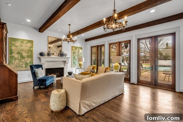 Family room with new wood flooring