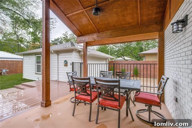 Expansive covered deck and private fenced backyard