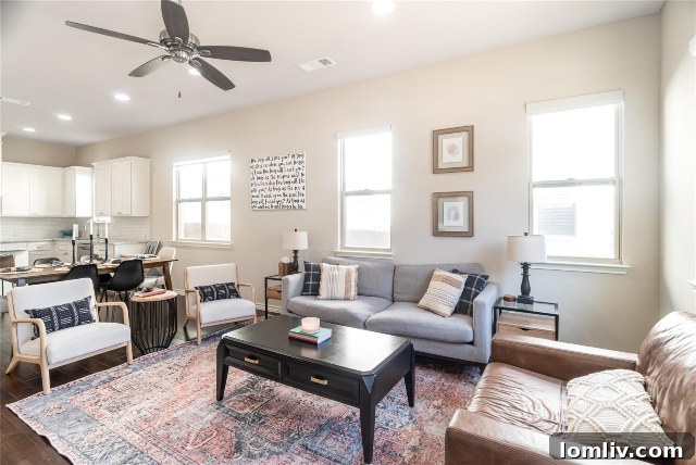 Spacious open floor plan with beautiful, seamless wood floors in a Linwood townhome.