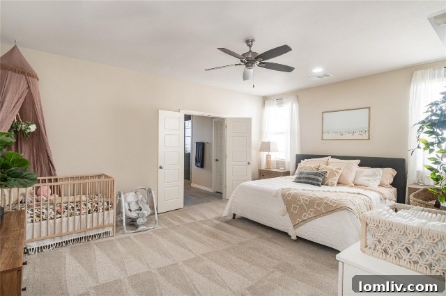 Spacious bedrooms, luxurious bathrooms, and ample closets define this large Linwood townhome.