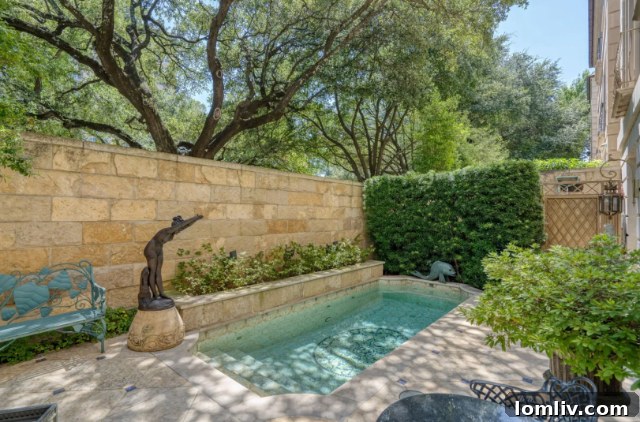 3901 Place des Vosges - Courtyard pool view, showcasing Dallas luxury living.