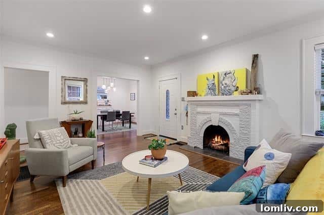 Bright Living Room with Hardwood Floors and Natural Light
