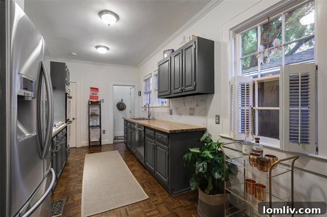 Modern Chef's Kitchen with Stainless Steel Appliances and Butcher Block Countertops
