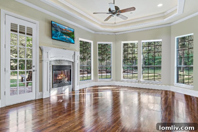 Family room with scenic views through floor-to-ceiling windows