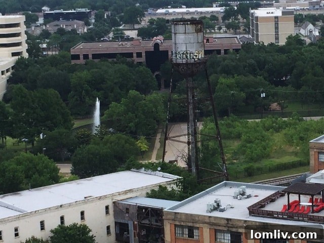 View of the Deep Ellum neighborhood with the historic water tower in the background