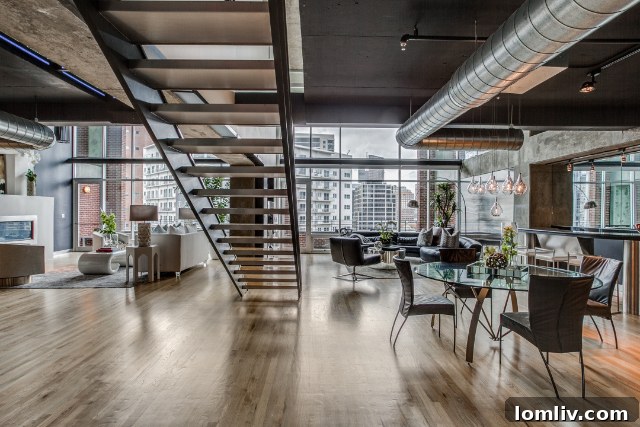 Dallas Lofts: Empire State of Mind, Lone Star Address 10 Architectural Detail of a Sculptural Staircase in a Modern Loft