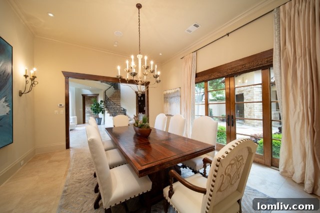 Formal Dining Room and Study off Grand Foyer - Luxury Dallas Estate