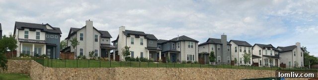 Aerial view of The Bluffs at River East nearing completion in Fort Worth