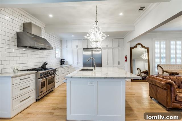 Gourmet Kitchen in State Thomas Dallas Home - Commercial Appliances and White Cabinets
