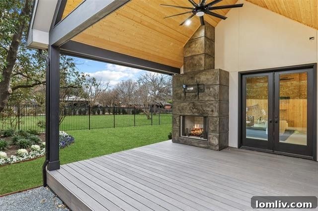 Covered Patio with Fireplace and Outdoor Kitchen